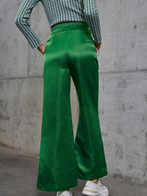 Load image into Gallery viewer, High Waist Satin Flare Pants with Pockets