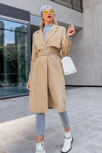 Load image into Gallery viewer, Lapel Collar Belted Trench Coat with Pockets