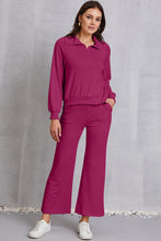 Load image into Gallery viewer, Half Zip Collared Neck Sweatshirt and Pants Set