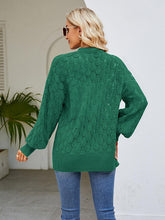 Load image into Gallery viewer, Openwork Open Front Lantern Sleeve Cardigan