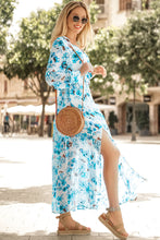 Load image into Gallery viewer, Floral Surplice Split Tie Waist Maxi Dress