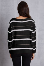 Load image into Gallery viewer, Striped Round Neck Dropped Shoulder Sweater