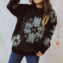Load image into Gallery viewer, Snowflake Pattern Long Sleeve Sweater