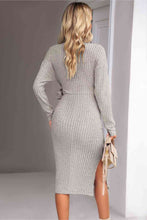 Load image into Gallery viewer, Surplice Neck Tied Ribbed Dress