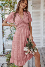 Load image into Gallery viewer, Leopard Frill Trim Flutter Sleeve Dress