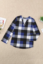 Load image into Gallery viewer, Plaid V-Neck Long Sleeve Top
