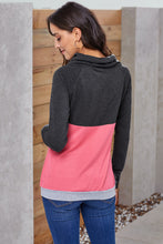 Load image into Gallery viewer, Color Block Raglan Sleeve Drawstring Sweatshirt