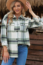 Load image into Gallery viewer, Plaid Dropped Shoulder Pocket Shacket