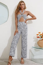 Load image into Gallery viewer, Leopard Print Cutout Halter Neck Jumpsuit