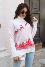 Load image into Gallery viewer, Reindeer & Snow Pattern Turtle Neck Pullover Sweater