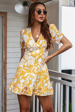 Load image into Gallery viewer, Printed Deep V Gathered Short Sleeve Mini Dress