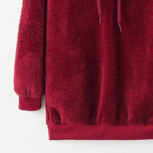 Load image into Gallery viewer, Full Size Quarter-Zip Drawstring Teddy Hoodie