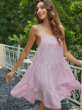 Load image into Gallery viewer, Plaid Spaghetti Strap Scoop Neck Tiered Dress