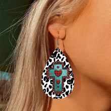 Load image into Gallery viewer, PU Leather Iron Hook Teardrop Earrings