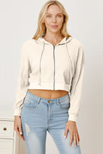 Load image into Gallery viewer, Waffle-Knit Drawstring Zip Up Hoodie