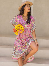 Load image into Gallery viewer, Printed V-Neck Balloon Sleeve Midi Dress