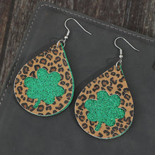 Load image into Gallery viewer, Leopard Hollowed Leather Teardrop Earrings