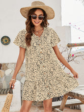Load image into Gallery viewer, Animal Print Button Front Flutter Sleeve Dress