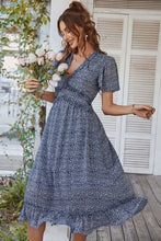 Load image into Gallery viewer, Leopard Frill Trim Flutter Sleeve Dress