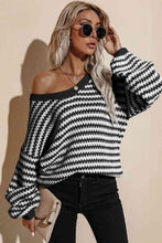 Load image into Gallery viewer, Striped Dropped Shoulder Sweater