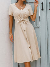 Load image into Gallery viewer, Buttoned Tie Front Midi Dress