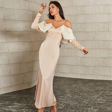 Load image into Gallery viewer, Spaghetti Strap Cold-Shoulder Maxi Sheath Dress