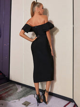 Load image into Gallery viewer, Ruffled Side Slit Off-Shoulder Bodycon Dress