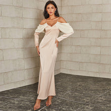 Load image into Gallery viewer, Spaghetti Strap Cold-Shoulder Maxi Sheath Dress