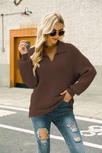 Load image into Gallery viewer, Horizontal Ribbing Johnny Collar Sweater