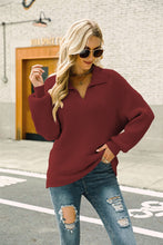 Load image into Gallery viewer, Horizontal Ribbing Johnny Collar Sweater