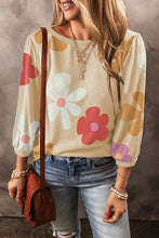 Load image into Gallery viewer, Flower Round Neck Long Sleeve Blouse