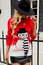 Load image into Gallery viewer, Christmas Snowman Scarf Detail Sweater