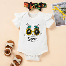 Load image into Gallery viewer, Baby Girl Graphic Ruffle Shoulder Bodysuit and Bloomer Set