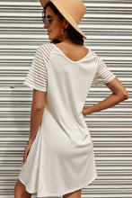 Load image into Gallery viewer, Sheer Striped Raglan Sleeve T-Shirt Dress