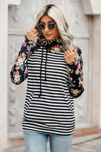Load image into Gallery viewer, Striped Floral Print Long Sleeve Hoodie