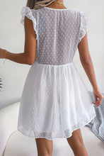 Load image into Gallery viewer, Swiss Dot Deep V Ruffle Shoulder Mini Dress