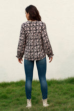 Load image into Gallery viewer, Floral Flounce Sleeve Round Neck Blouse