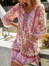 Load image into Gallery viewer, Bohemian Tassel Tie Tiered Dress
