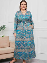 Load image into Gallery viewer, Plus Size V-Neck Tied Maxi Dress with Pocket
