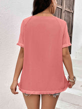 Load image into Gallery viewer, Round Neck Raglan Sleeve Fringe Detail Top