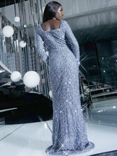 Load image into Gallery viewer, Sequin Decorative Plunge Neck Dress