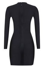 Load image into Gallery viewer, Rhinestone Spliced Mesh Long Sleeve Bodycon Dress