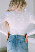Load image into Gallery viewer, Star Pattern Mock Neck Long Sleeve Blouse
