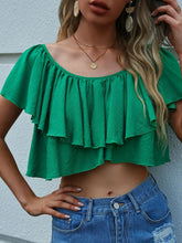 Load image into Gallery viewer, Ruffled Off-Shoulder Layered Cropped Top