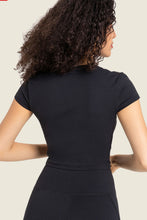 Load image into Gallery viewer, Gathered Detail Surplice Short Sleeve Sports Top