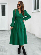 Load image into Gallery viewer, Surplice Neck Long Sleeve Midi Dress