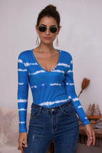 Load image into Gallery viewer, Tie-Dye Plunge Long Sleeve Top