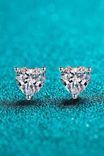 Load image into Gallery viewer, 2 Carat Moissanite Heart-Shaped Stud Earrings
