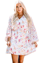 Load image into Gallery viewer, Floral Bubble Sleeve V-Neck Dress