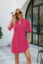 Load image into Gallery viewer, Notched Neck Flounce Sleeve Mini Dress